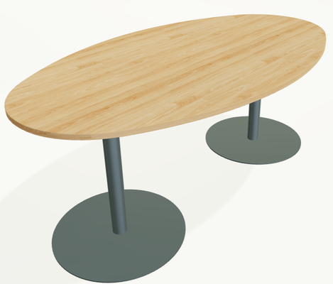 TABLES DE REUNION - Ovale - Table ovale L.200xP.110cm, sur pied colonne, plateau hêtre, structure anthracite