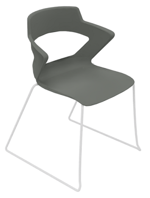 FAUTEUILS/POUFS - Piétement Luge - SWEETY Chaise pied luge H46cm. coque polypropylène coloris ANTHRACITE  piétement Blanc