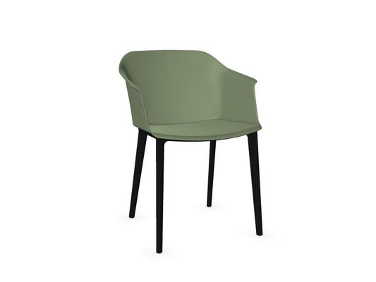 VISITEURS ET FONCTIONNELS - 4 Pieds - POLYTONE chaise 4 pieds polypropylène. assise H45.5cm. Sans placet d'assise.. Assise vert avocat. piétement nylon 4pieds noir