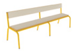 SCOLAIRE - Decouvrir - Banc MOLY avec dossier MDF méla. ép.19 mm chant vernis pièt. époxy - L120 cm - T3 - Ivoire