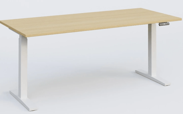 [Pas de famille] - [Pas de sous famille] - K_PRO2 Poste solo RH 70-120 cm . Plateau 200*80 épaisseur 25mm. coloris chêne, pieds blancs