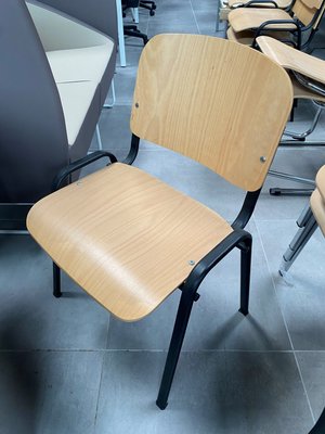 DESTOCKAGE - Chaise - Chaise joker assise et dossier en bois finition hêtre et structure noire