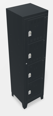 [Pas de famille] - [Pas de sous famille] - Vestiaire visitable 4 cases 1 colonne Hauteur 197.9 cm, largeur 51.3 x Profondeur 50 cm Coloris Anthracite