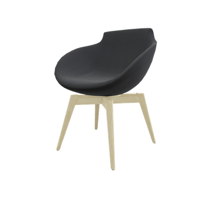 FAUTEUILS/POUFS - 4 pieds bois - Coco - Fauteuil 4 pieds bois naturel (W1). Tissu Int Vinyle Gris Graphite DNK (D20) - Tissu Ext Vinyle Gris Graphite DNK (D20)