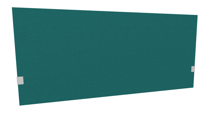 PANNEAUX ECRANS POUR BUREAU DROIT SOLO - Pour bureaux largeur 160 cm - SECRET Panneau-écran acoustique H74cm pour poste solo L.160cm. 2 faces tissu SYNERGY coloris bleu turquoise. pinces de fixation réglables en hauteur coloris aluminium