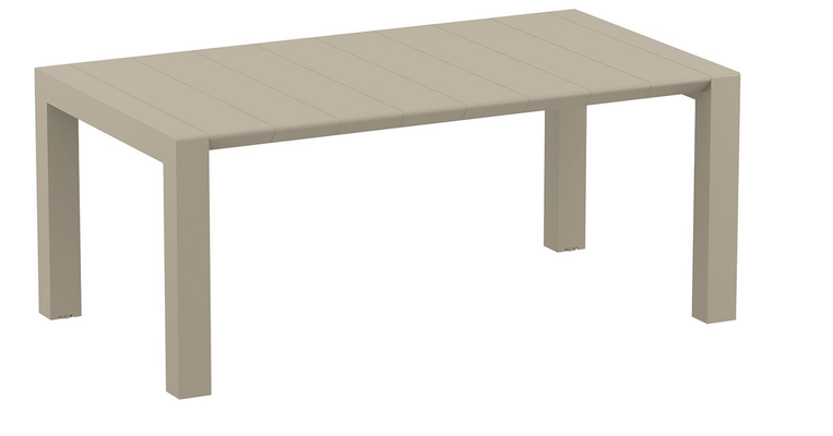 POLYPROPYLENE - TABLES  - MANHATTAN- Table extensible en polypropylène renforcé de fibre de verre -L180>220 cm x100cm- Finition: plateau taupe/piètement taupe