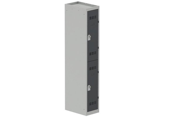 VESTIAIRES MULTICASES - 1 Colonne - Vestiaire multicases, 1 colonne L.30 cm/2 cases, coffre gris clair/portes anthracite