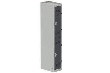 VESTIAIRES MULTICASES - 1 Colonne - Vestiaire multicases, 1 colonne L.30 cm/2 cases, coffre gris clair/portes anthracite