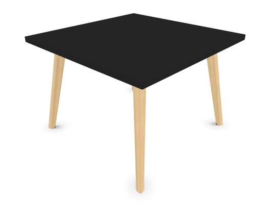 TABLES BASSES - Pieds bois - MELODY table basse carrée 70x70cm. hauteur 48cm, . plateau mélamine coloris noir- piétement frêne naturel