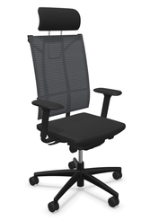[Pas de famille] - [Pas de sous famille] - MIZUKI-Fauteuil accotoirs 2D têtière et lombaire tissu bondai noir