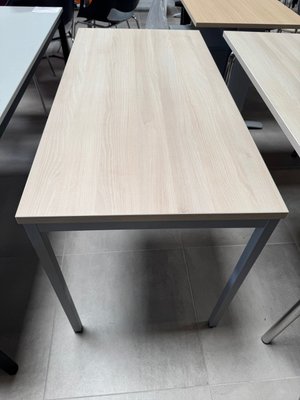 DESTOCKAGE - Bureau - Table 120 x 60 cm finition acacia, piétement 4 pieds couleur aluminium