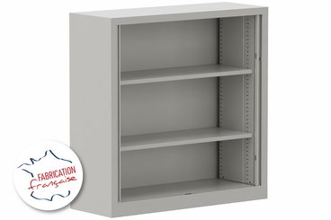 ARMOIRES A RIDEAUX - Largeur 120 cm - Armoire à rideaux H120xL120cm 2 tablettes, coffre aluminium, rideaux acacia