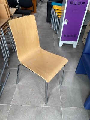 DESTOCKAGE - Chaise - Chaise de cafétariat structure chromée 4 pieds coque bois hêtre