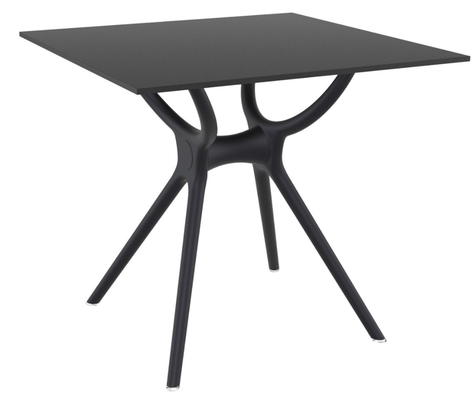 POLYPROPYLENE - TABLES  - IBIZA-Table plateau stratifiè compact ép.12mm, piètement en polypropylène renforcè en fibre de verre ,80x80cm-Finition:plateau noir/piètement noir