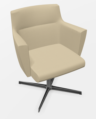 DIRECTION - Fauteuils - AMIRAL fauteuil fixe moyen dossier, revêtement vinyle cuir coloris P9004, piétement 4 branches sur patins aluminium poli