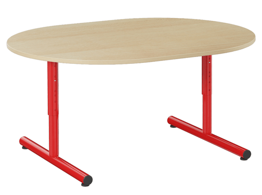 SCOLAIRE - Decouvrir - Table PETITE FRIMOUSSE HR plat. strat. MDF chant bois pièt. époxy - ovale 120x90 cm - T1 à T4