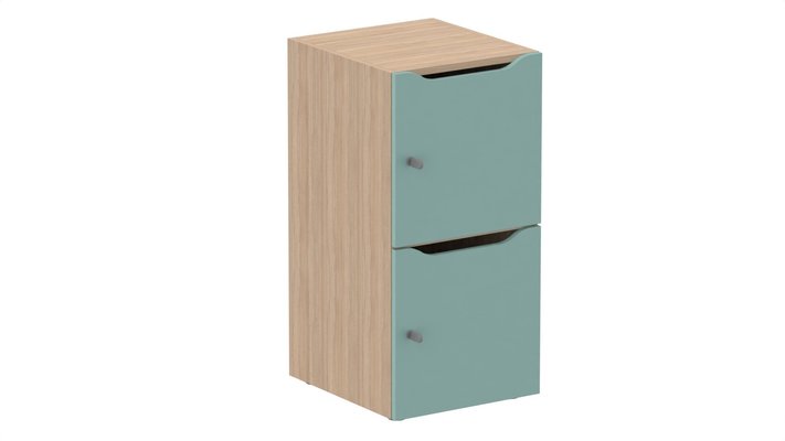CASIERS - 2 cases - Meuble à cases H.92xL.45xP.50cm - 2 cases H43cm. portes avec découpe en partie haute. serrure à clé