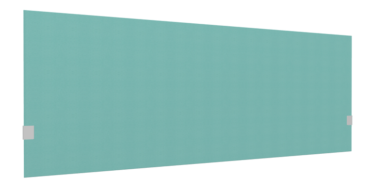 PANNEAUX ECRANS POUR BUREAU DROIT SOLO - Pour bureaux largeur 180 cm - SECRET Panneau-écran acoustique H74cm pour poste solo L.180cm. 2 faces tissu SYNERGY coloris menthe givrée. pinces de fixation réglables en hauteur coloris aluminium