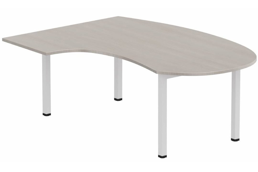 K3 compact 90° manager 190x141x104x60cm, plateau acacia, structure blanc