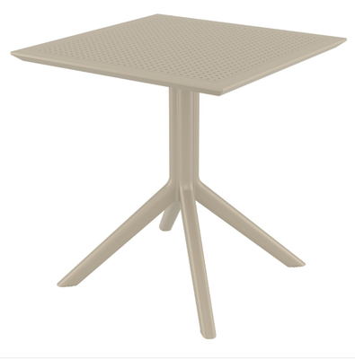 POLYPROPYLENE - TABLES  - SEVILLE-Table en résine, cadre métallique, -70x70cm-Finition:plateau taupe/piètement taupe