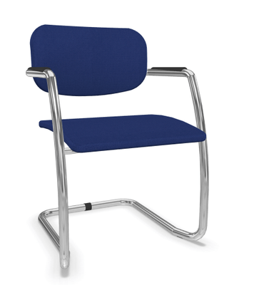 VISITEURS ET FONCTIONNELS - Luge - DIVA fauteuil dos tissu. piétement luge chromé. assise et dossier tissu STEP coloris bleu foncé