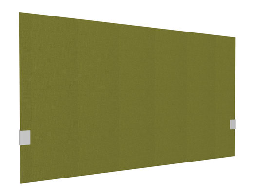 PANNEAUX ECRANS POUR BUREAU DROIT SOLO - Pour bureaux largeur 120 cm - SECRET Panneau-écran acoustique H74cm pour poste solo L.120cm. 2 faces tissu STEP coloris vert. pinces de fixation réglables en hauteur coloris aluminium