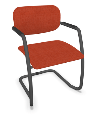 VISITEURS ET FONCTIONNELS - Luge - DIVA fauteuil dos tissu. piétement luge laqué noir assise et dossier tissu BERTA coloris rouge