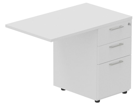 Gamme K1 - Extensions - Plans droits - Retour sur caisson mélaminé, 60x80cm, Blanc/Aluminium