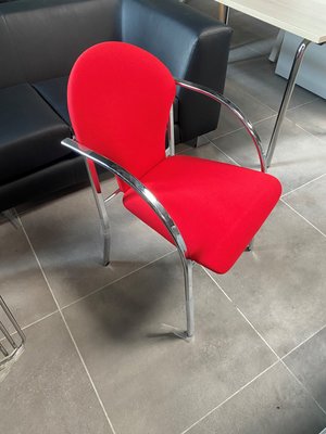 DESTOCKAGE - Chaise - Chaise visiteur structure chromée, assise tissu rouge