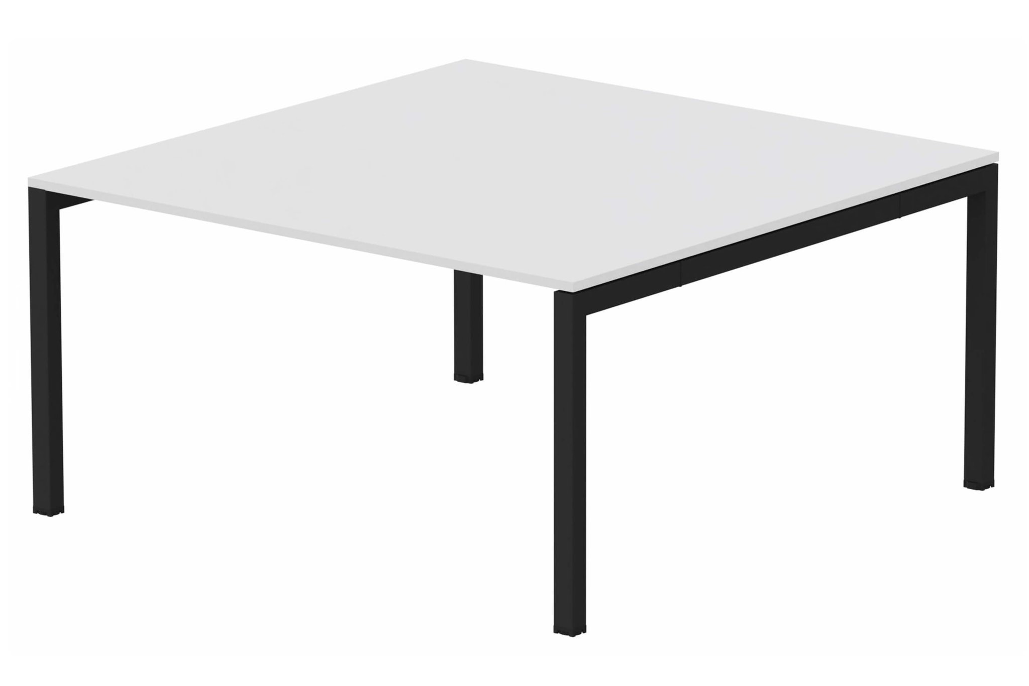 K3 plan carré 145x145cm, plateau blanc, structure noire
