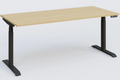 Poste solo 200*80 réglable en hauteur électriquement de 65-130 cm gamme KPro3. Plateau chêne et piètement noir