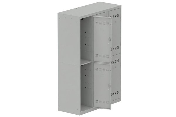 [Pas de famille] - [Pas de sous famille] - Vestiaire multicases 3 colonnes L,40cm 2 cases (fermeture cadenas) H,180xL,120xP,50cm coffre gris clair/portes gris clair