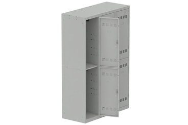 [Pas de famille] - [Pas de sous famille] - Vestiaire multicases 3 colonnes L,40cm 2 cases (fermeture cadenas) H,180xL,120xP,50cm coffre gris clair/portes gris clair