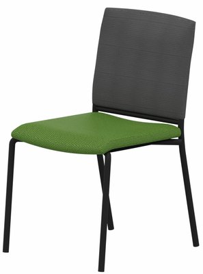 VISITEURS ET FONCTIONNELS - 4 Pieds - ZEN mesh visiteur - Chaise piétement 4 pieds laqué noir (A).Assise tissu et dossier résille Step Vert STE (L09)