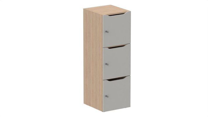 CASIERS - 3 cases - Meuble à cases H.137xL.45xP.50cm - 3 cases H43cm. portes avec découpe en partie haute. serrure à clé