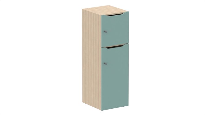 CASIERS - 2 cases - Meuble à cases H.137xL.45xP.50cm - 2 cases : 1 x H86cm (en bas) + 1 x H43cm. portes avec découpe en partie haute. serrure à clé