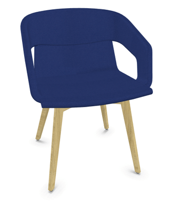 FAUTEUILS/POUFS - 4 pieds bois - MELODY fauteuil 4 pieds bois. face intérieure tissu STEP coloris bleu face extérieure tissu STEP coloris bleu piétement frêne brun