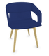 MELODY fauteuil 4 pieds bois. face intérieure tissu STEP coloris bleu face extérieure tissu STEP coloris bleu piétement frêne brun
