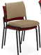 ZEN tissu visiteur - Chaise piétement 4 pieds laqué noir (A).Assise et dossier tissu Bondai Brun Foncé (2036)