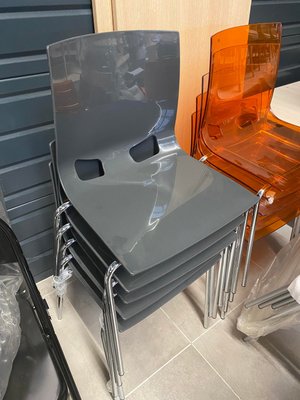 DESTOCKAGE - Chaise - Chaise GLOSSY structure chrome et coque polypropylène grise