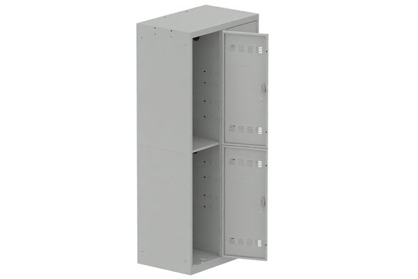 [Pas de famille] - [Pas de sous famille] - Vestiaire multicases 2 colonnes L,40cm 2 cases (fermeture cadenas) H,180xL,80xP,50cm coffre gris clair/portes gris clair