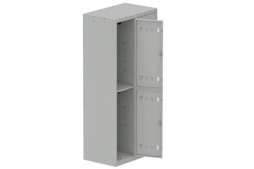 [Pas de famille] - [Pas de sous famille] - Vestiaire multicases 2 colonnes L,40cm 2 cases (fermeture cadenas) H,180xL,80xP,50cm coffre gris clair/portes gris clair