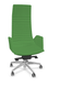 KI fauteuil manager haut dossier avec accotoirs tapissés. piétement 5 branches en aluminium poli. revêtement tissu SYNERGY coloris vert