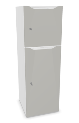 CASIERS - 2 cases - Meuble à cases H.137xL.45xP.50cm - 2 cases : 1 x H86cm (en bas) + 1 x H43cm. portes avec découpe en partie haute. serrure à clé