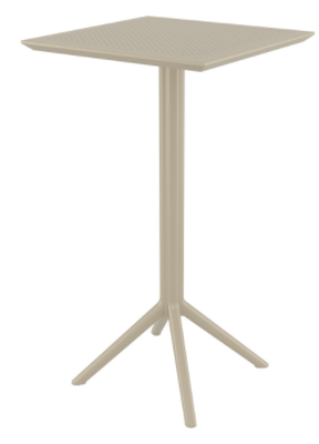 POLYPROPYLENE - TABLES  - SEVILLE - Table 60x60 cm  rabattable - Haut.108cm  en résine durable cadre métallique haute qualité -Finition :Plateau et piètement Taupe
