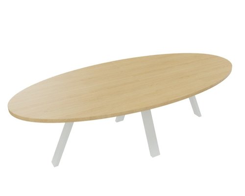 [Pas de famille] - [Pas de sous famille] - X3 Table de réunion ovale L210xP120cm. Plateau Chêne clair et pietement Blanc.