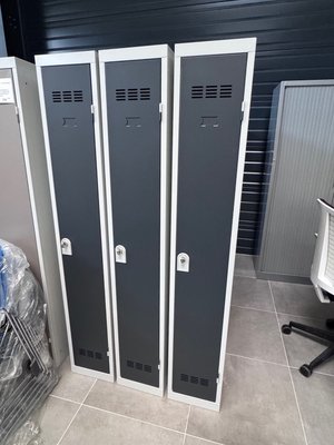 DESTOCKAGE - Rangements - Vestiaire industrie propre 1 case gris largeur 30 cm, hauteur 180 cm