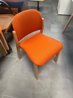 DESTOCKAGE - Chaise - Chaise structure 4 pieds en bois avec assise et dossier en tissur orange