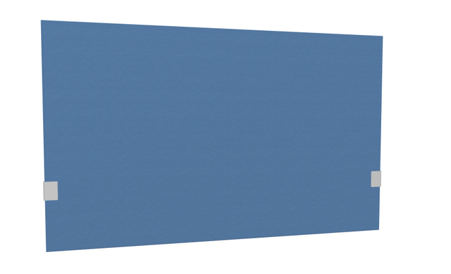 PANNEAUX ECRANS POUR BUREAU DROIT SOLO - Pour bureaux largeur 120 cm - SECRET Panneau-écran acoustique H74cm pour poste solo L.120cm. 2 faces tissu SYNERGY coloris bleu. pinces de fixation réglables en hauteur coloris aluminium