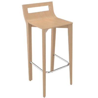 SCOLAIRE - Se Restaurer - Tabouret MATHILDE bois repose-pieds chromé - H80 cm